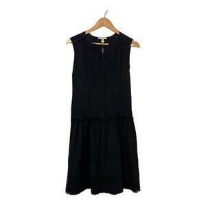 Burberry Brit Dress Size 6 Cotton Silk Blend Black Sleeveless Lace Drop Hem